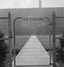Entrance to Amalgamated Sugar Company factory at opening..., Nyssa, Malheur County, Oregon, 1939. Creator: Dorothea Lange