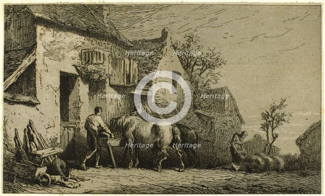 Entrance to an Inn, with Stable Boy, 1850. Creator: Charles Emile Jacque.