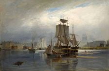 Entrance to Aberdeen Harbour - the Upper Dock, c1880s. Creator: George Russell Gowans