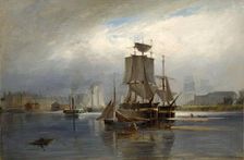 Entrance to Aberdeen Harbour - the Upper Dock, c1880s. Creator: George Russell Gowans