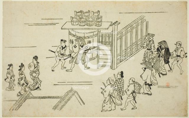 Entrance to Ageyacho, from the series "The Appearance of Yoshiwara", c.1681/84. Creator: Hishikawa Moronobu.