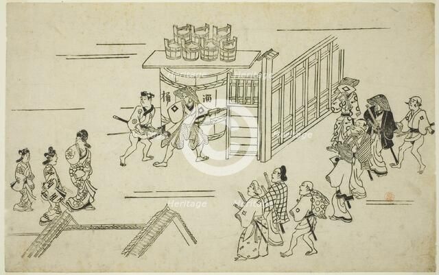 Entrance to Ageyacho, from the series "The Appearance of Yoshiwara", c.1681/84. Creator: Hishikawa Moronobu.