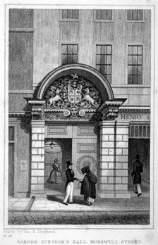 Entrance to Barber Surgeons Hall, City of London, 1830. Artist: John Greig