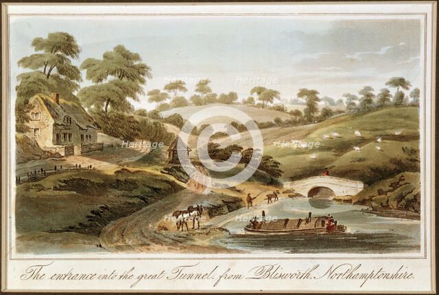 Entrance to Blisworth Tunnel, Grand Junction Canal, Northamptonshire, 1819. Artist: John Hassell