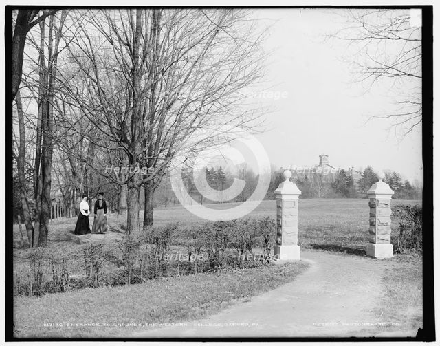 Entrance to grounds, the Western College, Oxford, Pa. i.e. Ohio, between 1900 and 1906. Creator: Unknown.