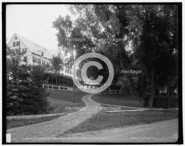 Entrance to grounds, Hyde Manor, Green Mountains, between 1900 and 1906. Creator: Unknown.
