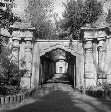 Entrance to Egyptian Avenue in the West Cemetery, Highgate Cemetery, Hampstead, London, 1993. Artist: John Gay