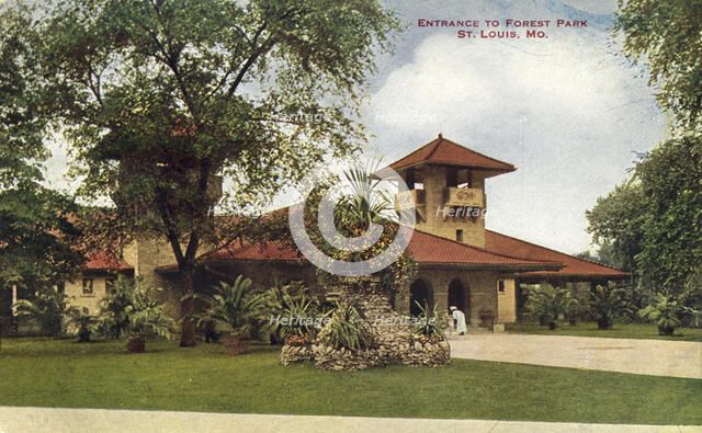 Entrance to Forest Park, St Louis, Missouri, USA, 1910. Artist: Unknown