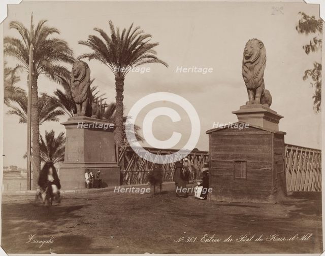 Entrance to Kasr-en-Nile Bridge, Cairo, 19th century. Creator: Zangaki.