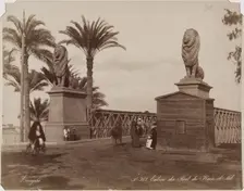 Entrance to Kasr-en-Nile Bridge, Cairo, 19th century. Creator: Zangaki