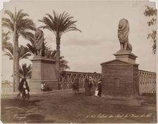 Entrance to Kasr-en-Nile Bridge, Cairo, 19th century. Creator: Zangaki