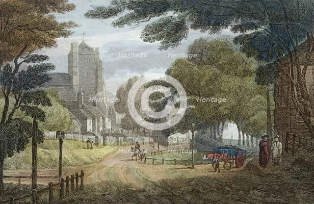 Entrance to Hastings, East Sussex, from Old London Road, showing All Saints' Church, c1790. Artist: Anon.