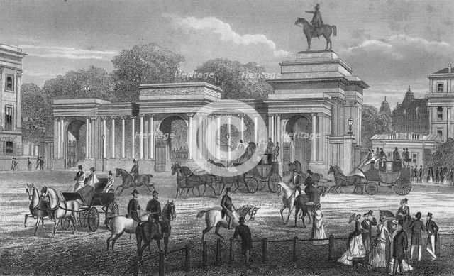 Entrance to Hyde Park, London, c1850 (1878). Artist: Unknown.