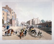 Entrance to Oxford Street at the Tyburn Turnpike, London, 1798. Artist: Heinrich Schutz