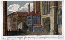 Entrance to Montague Close and part of Southwark Cathedral, London, c1830. Artist: Anon