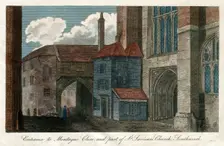 Entrance to Montague Close, and part of St Saviour's Church, Southwark London, 1814