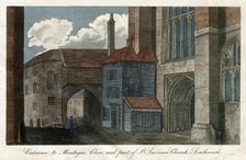Entrance to Montague Close, and part of St Saviour's Church, Southwark London, 1814