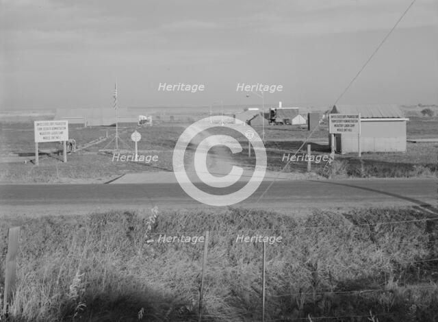 Entrance to Nyssa Farm family labor camp, FSA mobile unit...1, Near Nyssa, Oregon, 1939. Creator: Dorothea Lange.