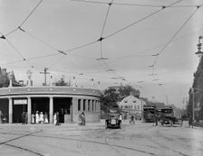 Entrance to subway, Harvard Square, Cambridge, Mass., c.between 1910 and 1920. Creator: Unknown
