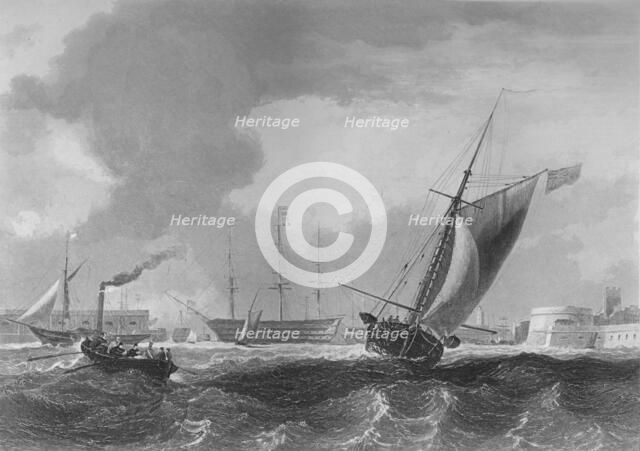 'Entrance to Portsmouth Harbour', 1859. Artist: Edward Francis Finden.