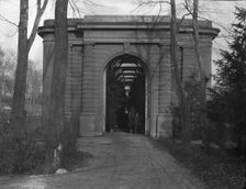 Entrance to the orangery of the gardens at Kijkuit, John D. Rockefeller's estate..., c1916-1918. Creator: Arnold Genthe