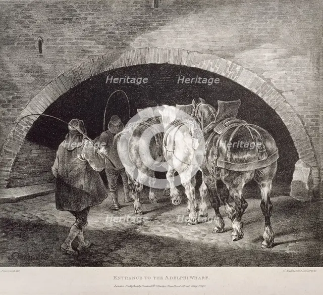 Entrance to the Adelphi Wharf, 1821. Creators: Charles Joseph Hullmandel, Theodore Gericault.