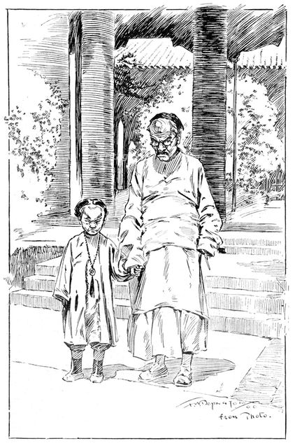 'Entrance to the British Legation, Pekin. The oldest servant and his son', 1900. Artist: Unknown.