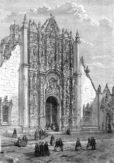 Entrance to the Cathedral, Mexico; A Ride Round the Valley of Mexico 1875. Creator: Unknown