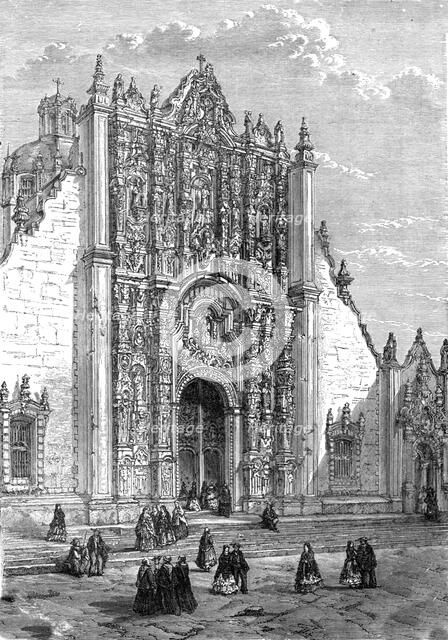 'Entrance to the Cathedral, Mexico; A Ride Round the Valley of Mexico', 1875. Creator: Unknown.