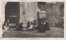 Entrance to the church of St Joseph (San José), Madrid, figures seated on the groun..., ca. 1860-70. Creator: Mariano Jose Maria Bernardo Fortuny y Carbo