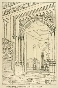 Entrance to the different courts of law, Guildhall, London, June 1815 (1886)