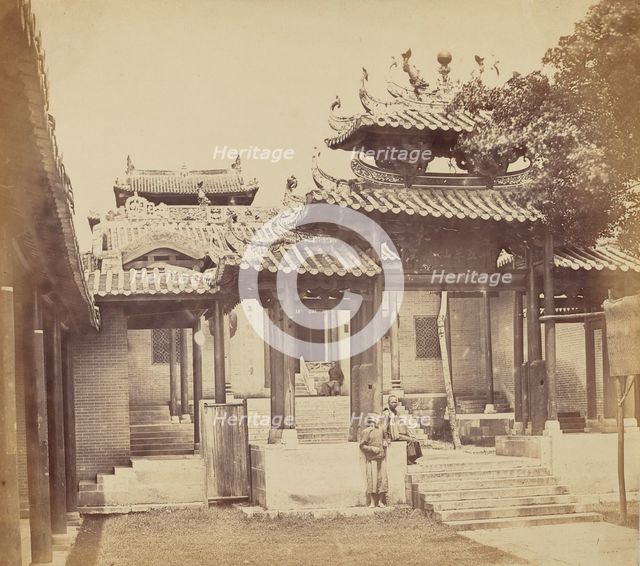 Entrance to the Five Genii Temple, Canton, April 1860, 1860. Creator: Felice Beato.