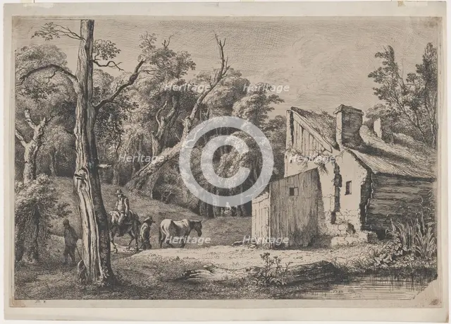 Entrance to the Forest of Brie with Cottage on the Right, 1772. Creator: Jean-Jacques de Boissieu.