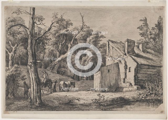 Entrance to the Forest of Brie with Cottage on the Right, 1772. Creator: Jean-Jacques de Boissieu.