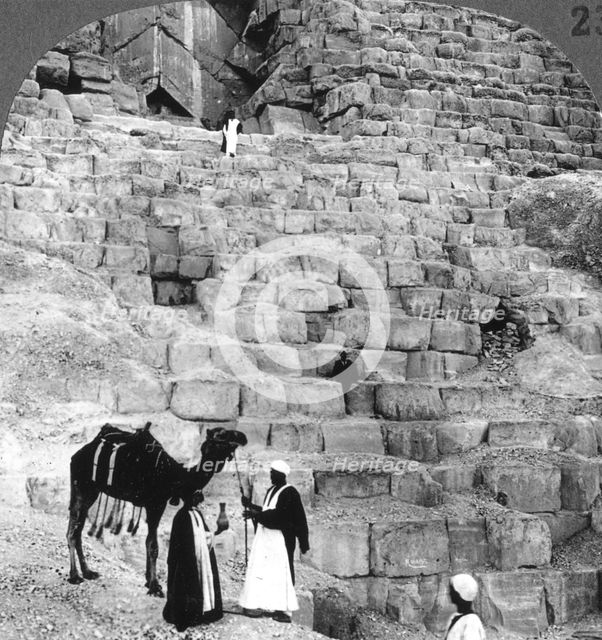 Entrance to the Great Pyramid of Giza, Egypt, 1905.Artist: Underwood & Underwood