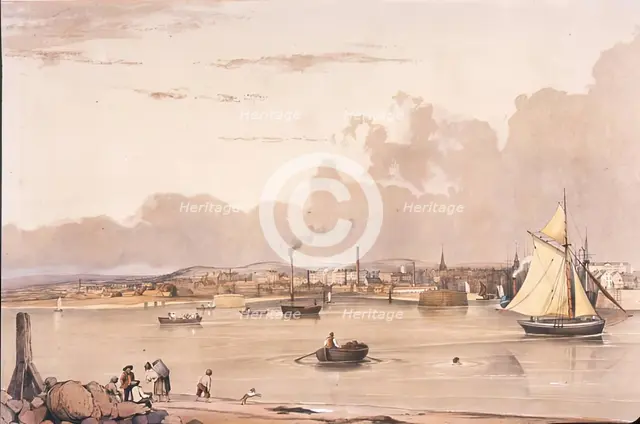 Entrance to the Harbour, Aberdeen, 1838. Creator: Joseph William Allen.
