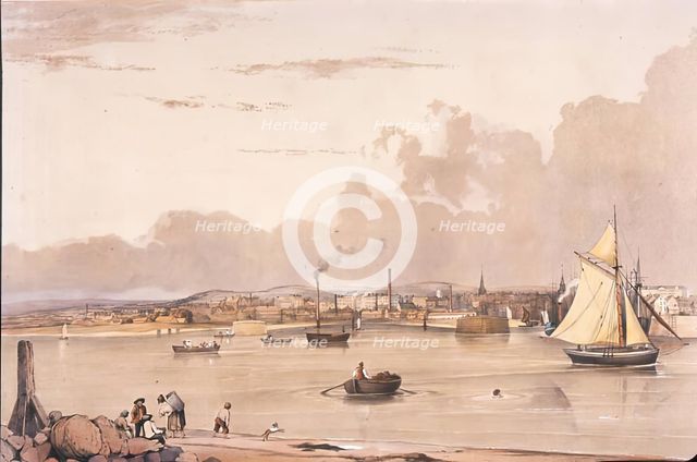 Entrance to the Harbour, Aberdeen, 1838. Creator: Joseph William Allen.