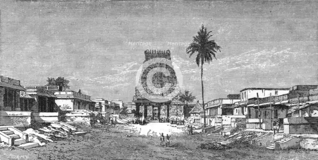 'Entrance to the Pagoda of Conjeveram; Notes on the Ancient Temples of India', 1875. Creator: Unknown.