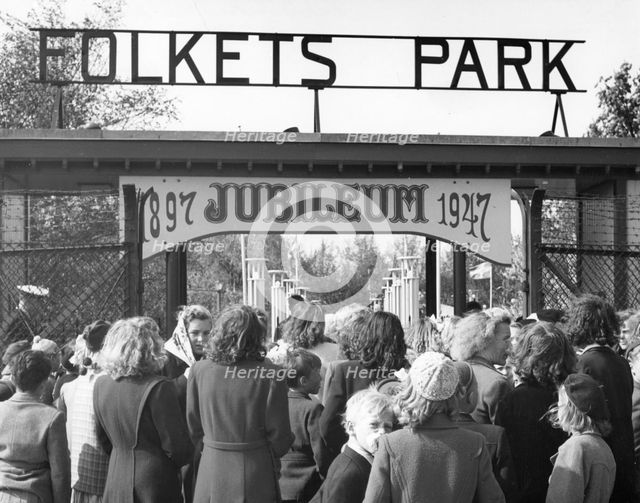 Entrance to the People's Park, Trelleborg, Sweden, 1947. Creator: Unknown.