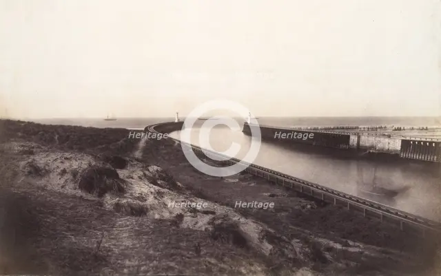 [Entrance to the Port of Boulogne], 1855. Creator: Edouard Baldus.