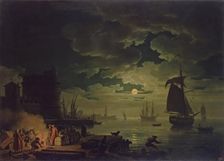 Entrance to the Port of Palermo by Moonlight, 1769. Creator: Claude-Joseph Vernet