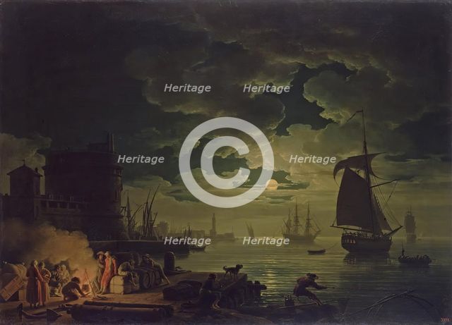 Entrance to the Port of Palermo by Moonlight, 1769. Creator: Claude-Joseph Vernet.