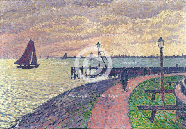 Entrance to the Port of Volendam. Artist: Rysselberghe, Théo van (1862-1926)