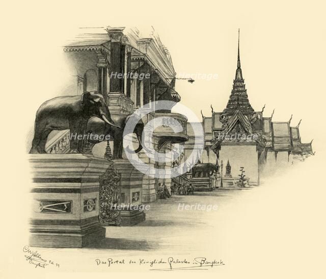 Entrance to the royal palace in Bangkok, Siam, 1898.  Creator: Christian Wilhelm Allers.