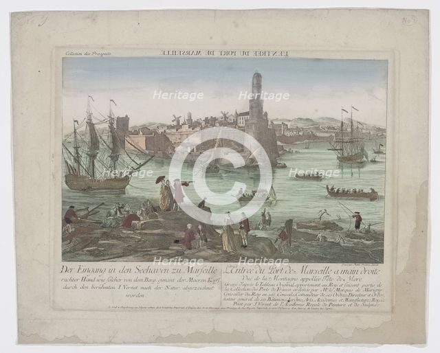 Entrance to the seaport of Marseille, 1755-1779. Creator: Balthasar Friedrich Leizelt.