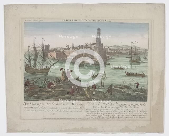 Entrance to the seaport of Marseille, 1755-1779. Creator: Balthasar Friedrich Leizelt.