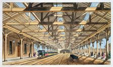 Entrance to the tunnel and booking offices New Station, Lime Street, Liverpool, 1836. Artist: John Harris