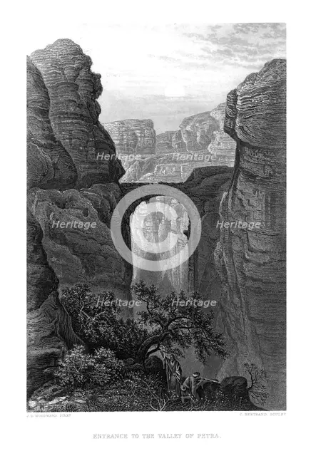 'Entrance to the Valley of Petra.', c1880. Artist: C Bertrand.