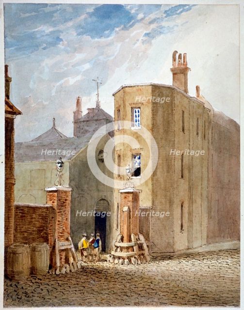 Entrance to Thrale's brewhouse (later Berkeley Perkins' brewery), Southwark, London, c1820. Artist: John Thomas Smith