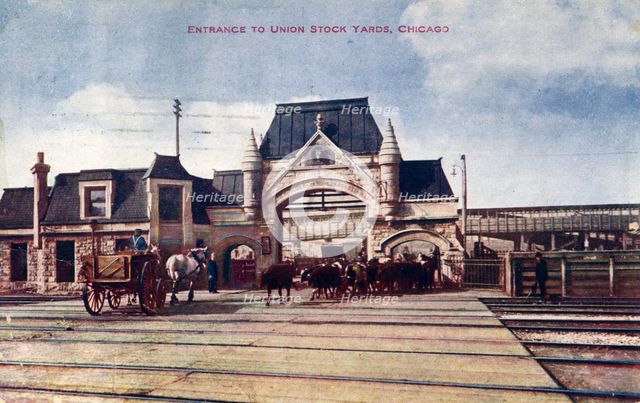 Entrance to Union Stock Yards, Chicago, Illinois, USA, 1909. Artist: Unknown